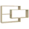A wooden wall shelf unit with an abstract, interlocking design. Produktbild-Vorschau