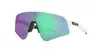 A pair of white Oakley Sutro Lite Sweep sunglasses with green and purple mirrored lenses, shown against a white background. Náhled obrázku produktu
