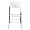 A white folding chair with a gray metal frame is shown against a white background. Podgląd zdjęcia produktu
