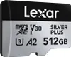 A close-up, angled view of a Lexar MicroSDXC memory card. Podgląd zdjęcia produktu