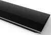 A close-up, angled view of a black soundbar with a silver trim. Produktbild-Vorschau
