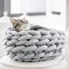 Katze Korb Bett Baumwolle gestrickt Runde Haustier Betten Produktbild-Vorschau 4