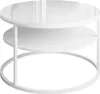 A white, round coffee table with two tiers, shown from a slightly elevated side angle against a white background. Náhľad obrázku produktu