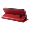 A red flip cover case for a smartphone is shown standing upright. Produktbild-Vorschau