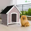 VOUNOT® Hundehütte Outdoor aus Holz, mit Bitumendach, Produktbild-Vorschau 6