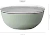 A light green salad bowl with a transparent lid, shown with dimensions and capacity indicated. Produktbild-Vorschau