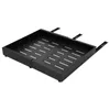 A black sliding drawer with ventilation slots, mounted on black drawer slides. Podgląd zdjęcia produktu