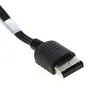A close-up shot of a black cable connector with silver metal pins. Produktbild-Vorschau