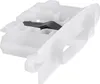 A close-up shot of a white plastic part with a small dark metal piece embedded in it. Voir les images du produit