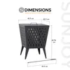 A diagram showing the dimensions of a black metal fire pit. Náhled obrázku produktu