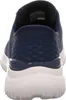 The back view of a blue and white Skechers sneaker. Náhľad obrázku produktu