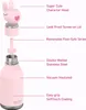 Diagram showing the features of a pink children's water bottle with a bunny character head. Anteprima dell’immagine prodotto