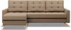 A brown sectional sofa with a chaise lounge is shown from the front against a white background. Produktbild-Vorschau
