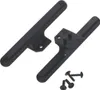 Two black TV stand legs and three screws on a white background. Produktbild-Vorschau