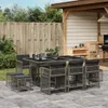 11-tlg. Garten-Essgruppe mit Kissen Grau Poly Rattan Produktbild-Vorschau 2