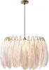 A white feather chandelier hanging from a cord. Podgląd zdjęcia produktu