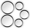 A set of five circular mirrors with black frames arranged in a circular pattern on a white background. Produktbild-Vorschau