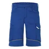 A pair of blue work shorts with black accents and reflective strips. Produktbild-Vorschau