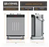 Product image showing two views of a Brandson ceramic heater with dimensions and feature callouts. Produktbild-Vorschau