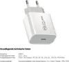 A white USB-C charger with technical specifications listed below. Produktbild-Vorschau