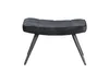 A black velvet stool with tufted upholstery and black metal legs, isolated on a white background. Produktbild-Vorschau