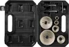 A black plastic case containing a set of 8 hole saws and associated accessories. Produktbild-Vorschau