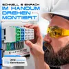 An electrician is installing electrical components in a distribution box. Produktbild-Vorschau