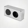 A silver power strip with one black button and one black socket, shown on a light gray background. Produktbild-Vorschau