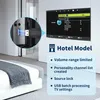 A hotel TV screen displaying settings and a close-up of a USB drive being inserted into a TV port. Produktbild-Vorschau