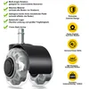 Close-up of office chair casters with feature callouts. Produktbild-Vorschau