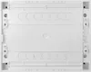 The image shows the back of a white plastic electrical distribution box. Produktbild-Vorschau