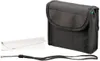 A black carrying case for binoculars, a cleaning cloth, and a wrist strap are laid out on a white background. Náhľad obrázku produktu