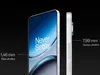 A marketing image showing two views of a smartphone, highlighting its thinness and bezel size. Produktbild-Vorschau
