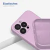 A close-up view of a purple iPhone case, showing the camera cutout and the interior lining. Produktbild-Vorschau