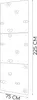 A line drawing of a climbing wall composed of three rectangular panels stacked vertically. The panels have several climbing holds and small dots representing mounting points. Dimensions are indicated by text labels. Voir les images du produit