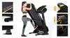 A collage of images showing a woman using a treadmill, close-ups of the treadmill's features, and icons representing connectivity and audio. Podgląd zdjęcia produktu