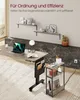 A modern home office setup featuring a standing desk, shelves, and a small side table. Produktbild-Vorschau