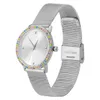 Damen Armbanduhr silber Zirkonia pastell Edelstahl Produktbild-Vorschau 1
