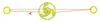 A toy spinning wheel with two yellow rings and an orange string, set against a white background. Produktbild-Vorschau