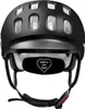 A black woom READY Kids helmet with a visor and straps. Produktbild-Vorschau