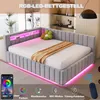 A bed with LED lighting and decorative pillows in a bedroom setting. Náhled obrázku produktu