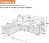 A diagram showing the dimensions of an L-shaped sofa. Anteprima dell’immagine prodotto