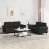 2-tlg. Sofagarnitur mit Kissen Schwarz Kunstleder Produktbild-Vorschau 2