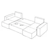 A line drawing of a sofa with dimensions indicated. Produktbild-Vorschau