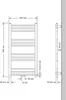 Technical drawing of a radiator with dimensions and connection details. Náhled obrázku produktu