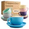 Tazze da cappuccino colorate con piattini - Set di 6 - Anteprima dell’immagine prodotto 1