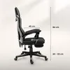 A side view of a black gaming chair with dimensions indicated by text and lines. Náhled obrázku produktu