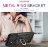 A person is shown in the background, with a phone case featuring a ring stand in the foreground. Produktbild-Vorschau
