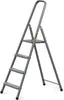 A gray metal stepladder with four steps and a handle, shown against a white background. Voir les images du produit