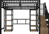 A loft bed with a desk and shelves, shown against a white background. Produktbild-Vorschau